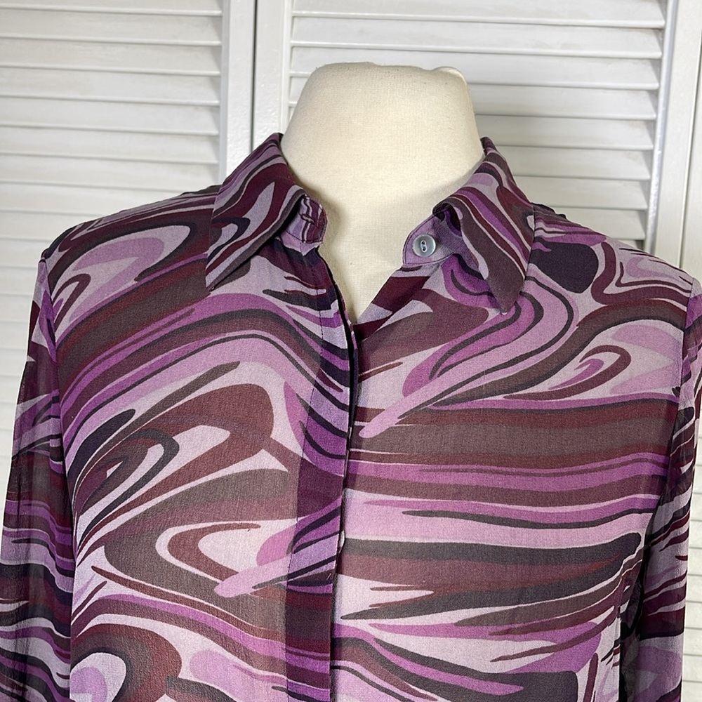 Y2K. Kenneth Cole New York,100%Silk. Women’s Buttons Down Blouse, size: 12. - Picture 2 of 12